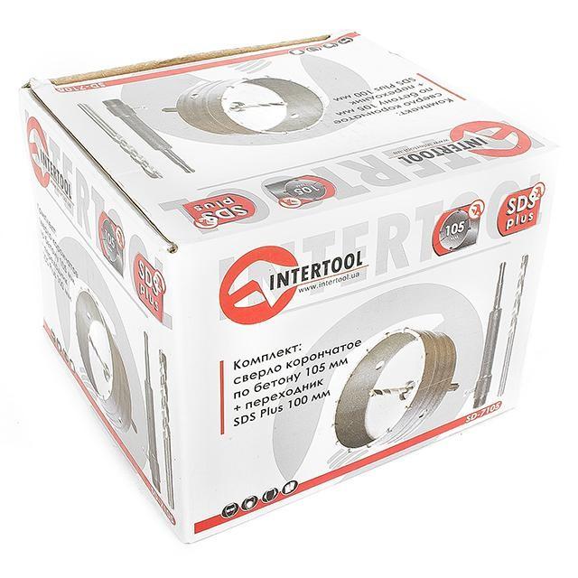 Коронки по бетону INTERTOOL Коронка по бетону 105мм + Перехідник SDS Plus 100 мм SD-7105