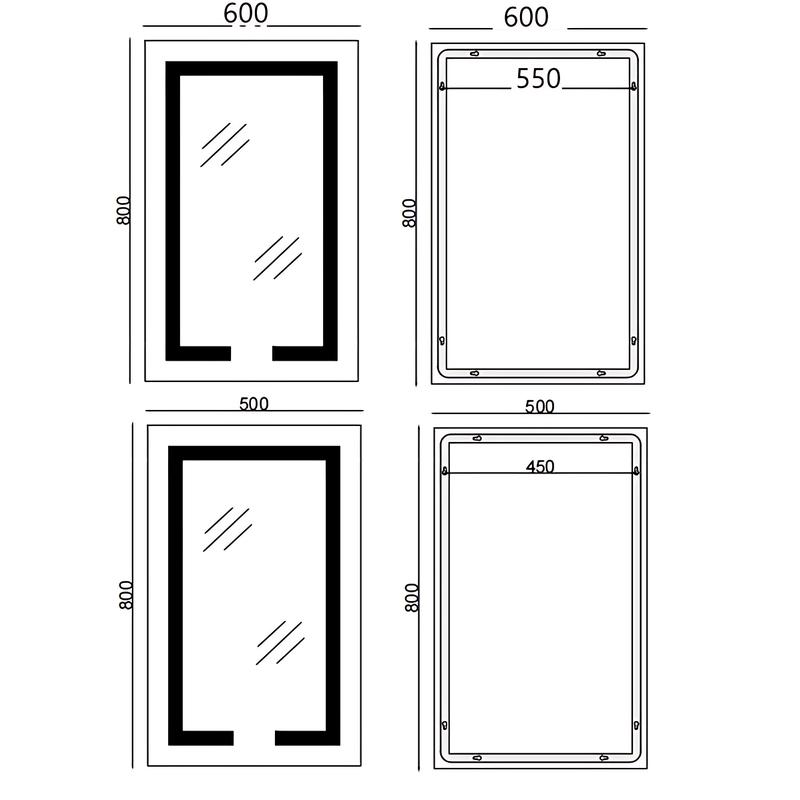  Дзеркала з підсвічуванням MIXXUS HARD MR07-50x80 Дзеркало (LED Touch, Anti-fog, димер, регулюванням яскравості) (MX9992)