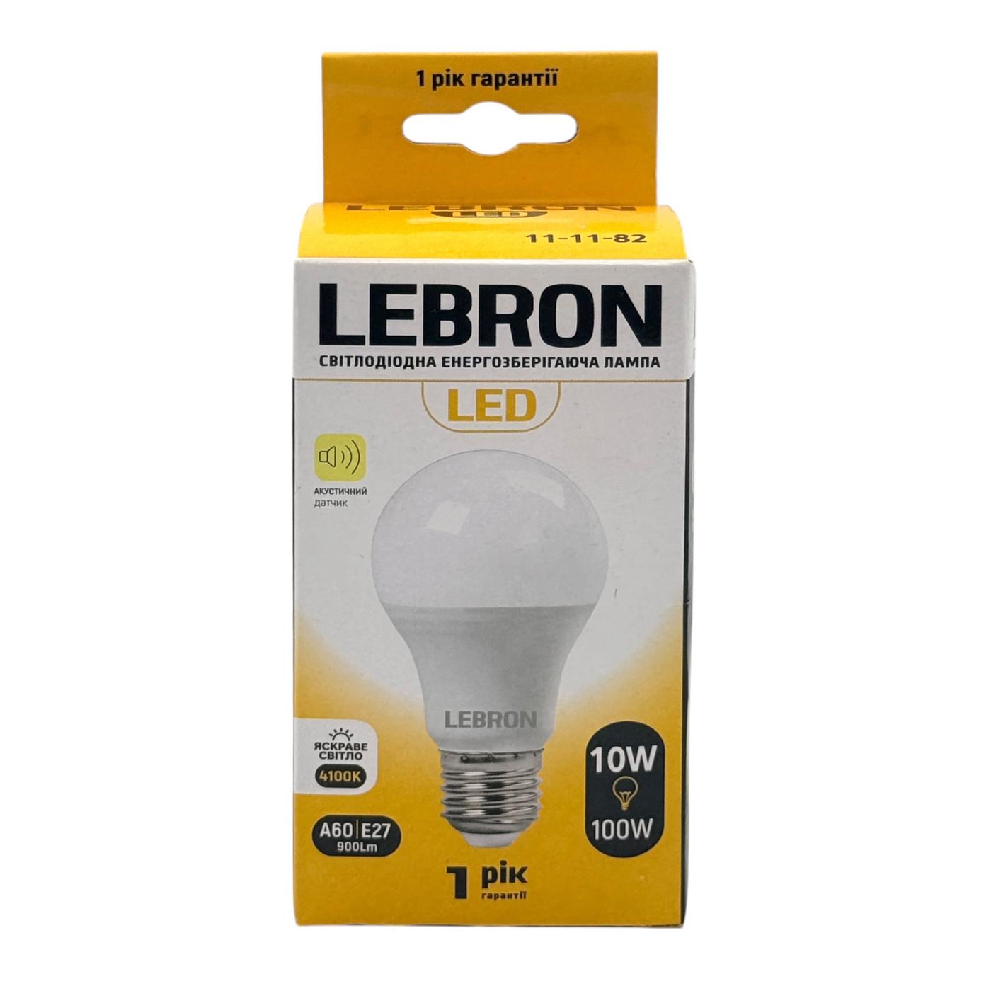 LED-Лампы LEBRON LED-Лампа 10W 4100K E27 (акустический датчик) 11-11-82