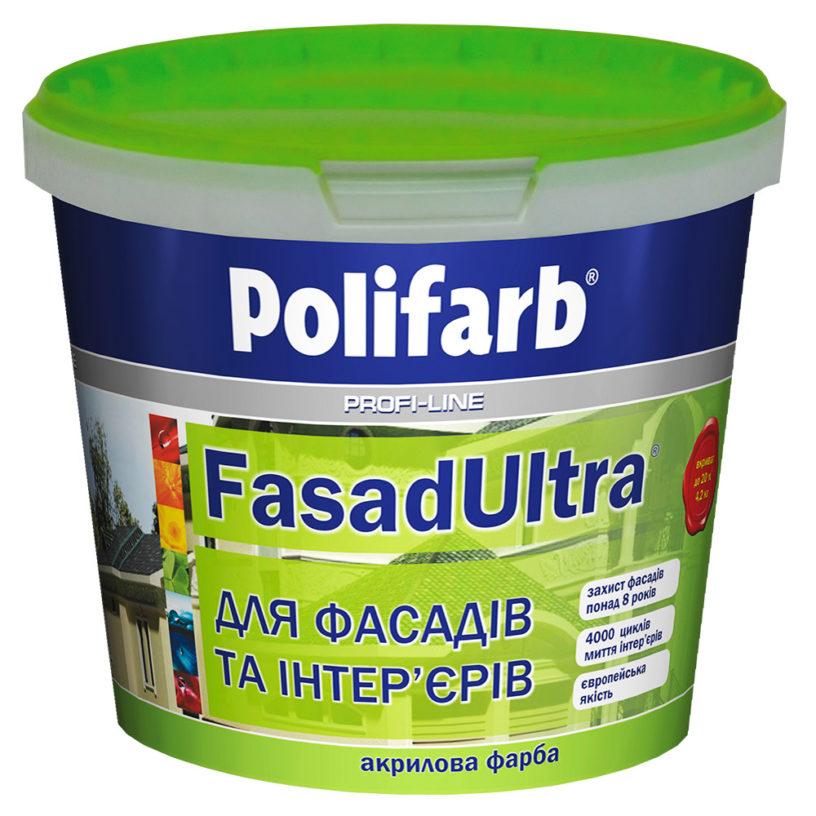 Фарба водоемульсійна акрилова POLIFARB FasadUltra Фарба для фасадів та інтер'єрів 14кг.