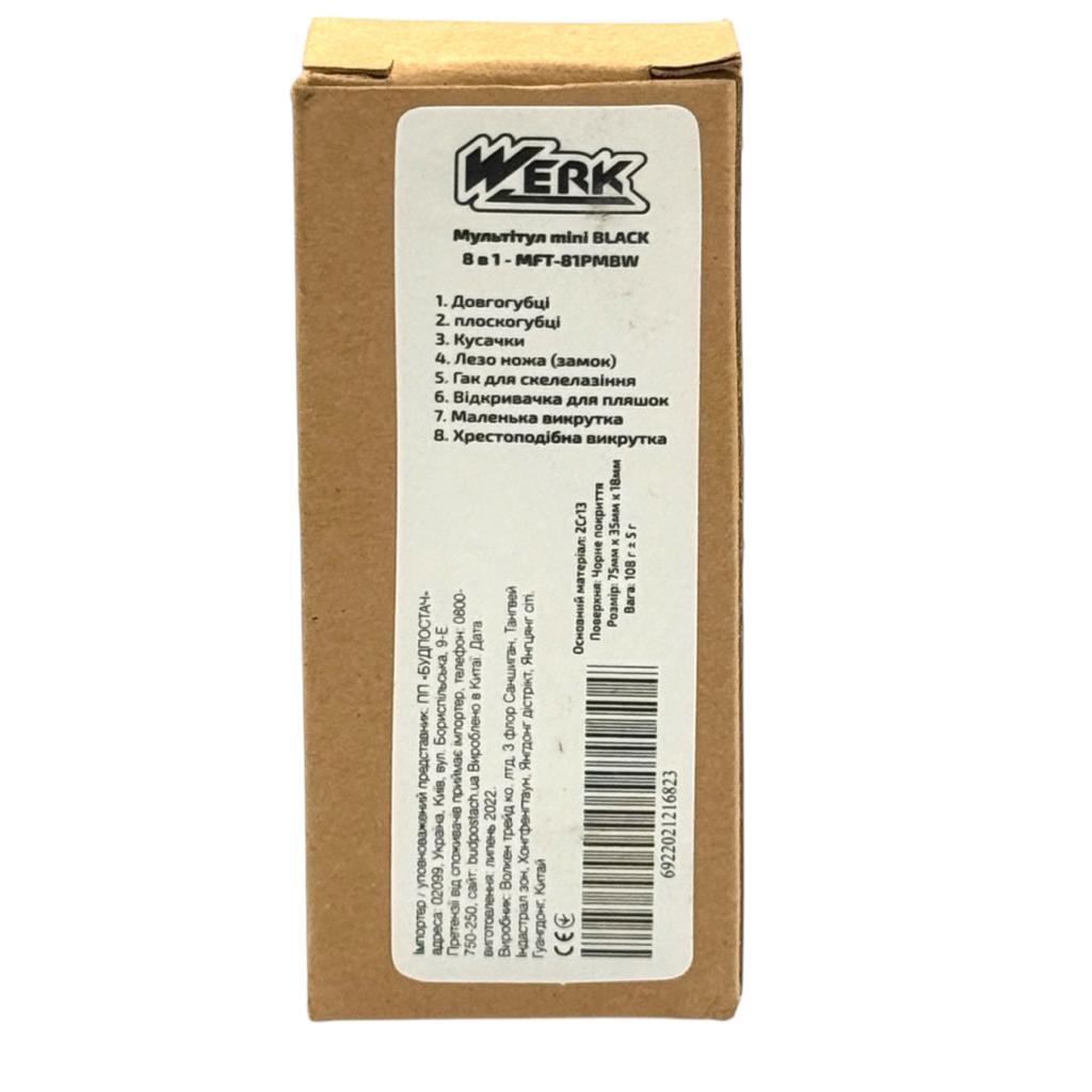 Мультиинструменты (мультитулы) WERK Мультинструмент (мультитул) 8в1 mini Black MFT-81PMBW
