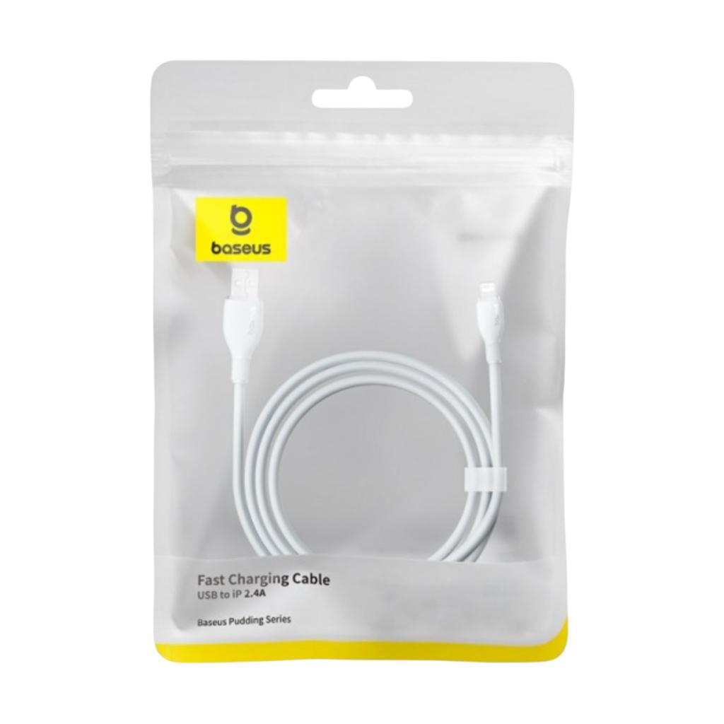 Кабелі та адаптери Baseus Кабель Pudding Series Fast Charging Data Cable USB to iP 2.4A 2.0m. White P10355700221-01