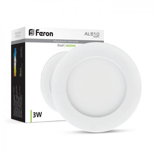 LED-Світильники (вбудовані) Feron LED-Світильник вбудований 3W 4000K (білий) AL510