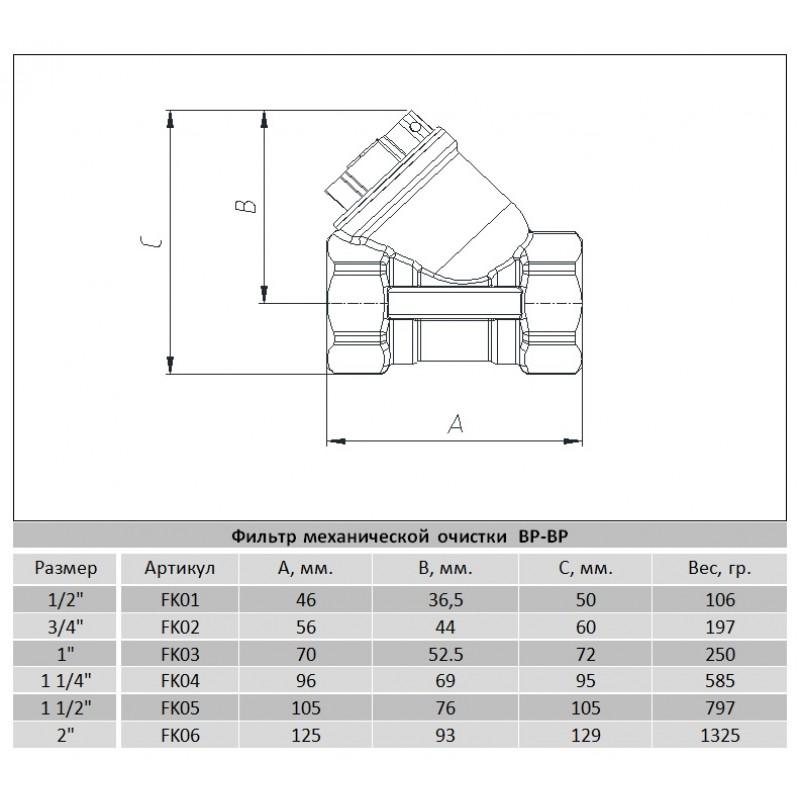 Предохранительная арматура  Raftec Фильтр груб. очистки DN20 (3/4) FK02