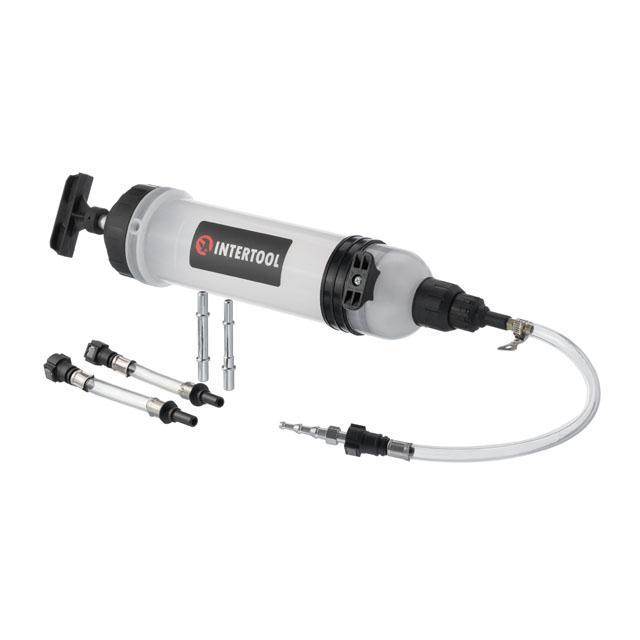 Шприцы для смазки и залива масла INTERTOOL Шприц для технічних рідин 1.5л, з комплектом насадок AT-3073