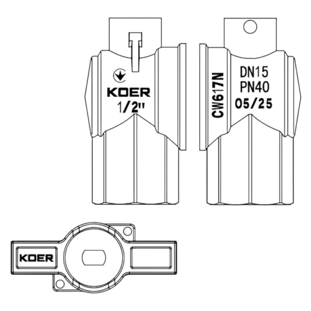Крани серії Red KOER Extreme KE.228-15 - 1/2 Кран кутовий кульовий з американкою PN40 DN15 (1/2) чм (KR5763)