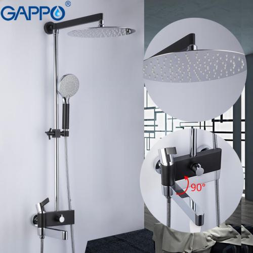 Душевые системы GAPPO G2481 (ATALANTIC) душ. система лат. корпус 3х функ. Ø35 (черный\хром)