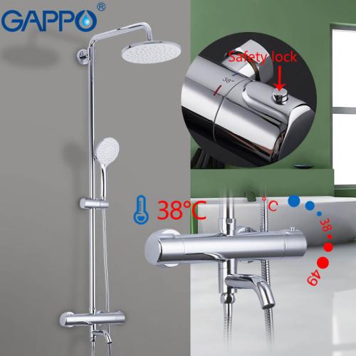 Душевые системы GAPPO G2490 душ. система с термостатом лат. корп. 3х функ.