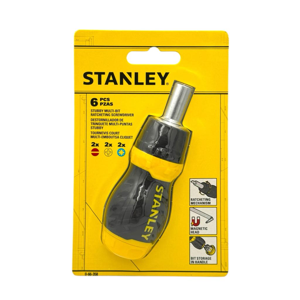 Викрутки STANLEY Викрутка реверсивна з комплектом насадок Multibit Stubby 0-66-358