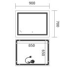 Дзеркала з підсвічуванням MIXXUS Premium QUADRO MR20-90x70-REVERSE Дзеркало (LED Touch, Anti-fog, димер) (MP6621)