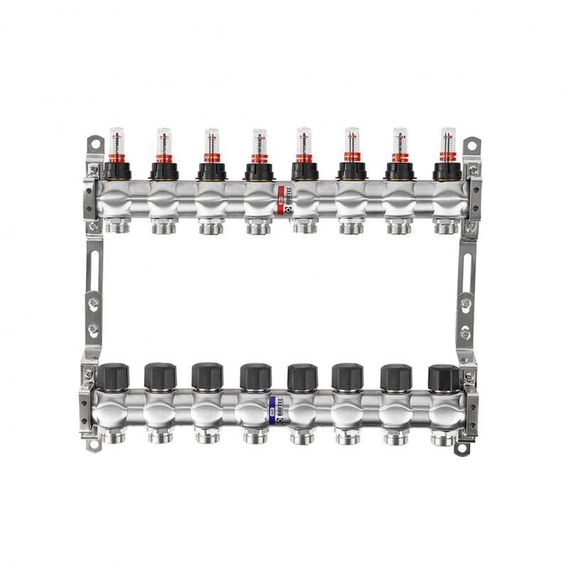 Коллекторы из нержавеющей стали INOX Raftec Коллектор с расходомерами без евроконусов 1х 8 выходов RC03-08