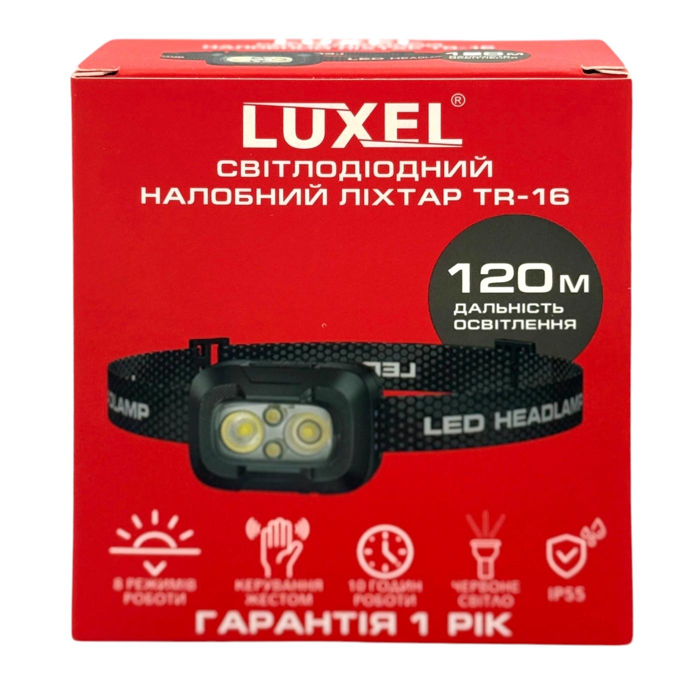 Ліхтарі налобні LUXEL Ліхтар налобний 8W IP55 8 режимів роботи (керування жестом) TR-16
