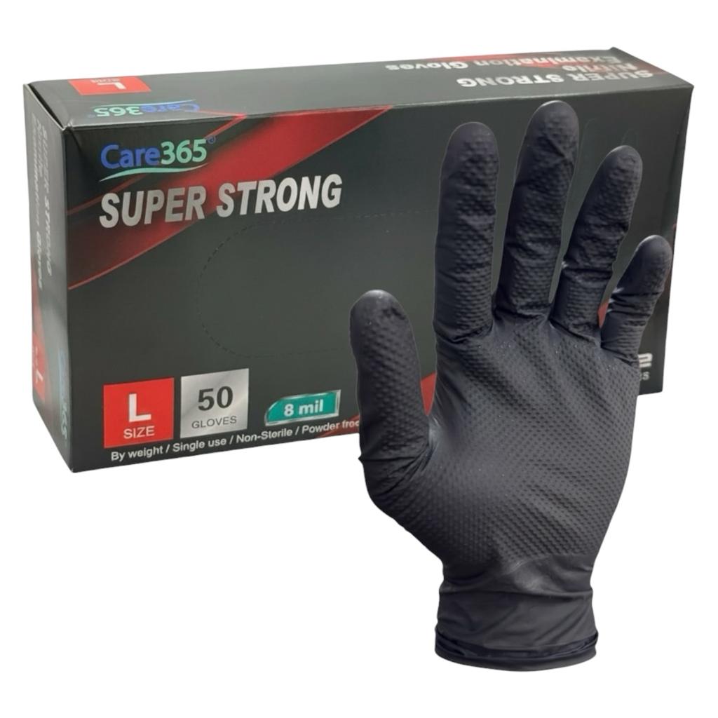 Рукавички Care365 SUPER STRONG Рукавички нітрилові чорні 8гр. L (уп./25пар)
