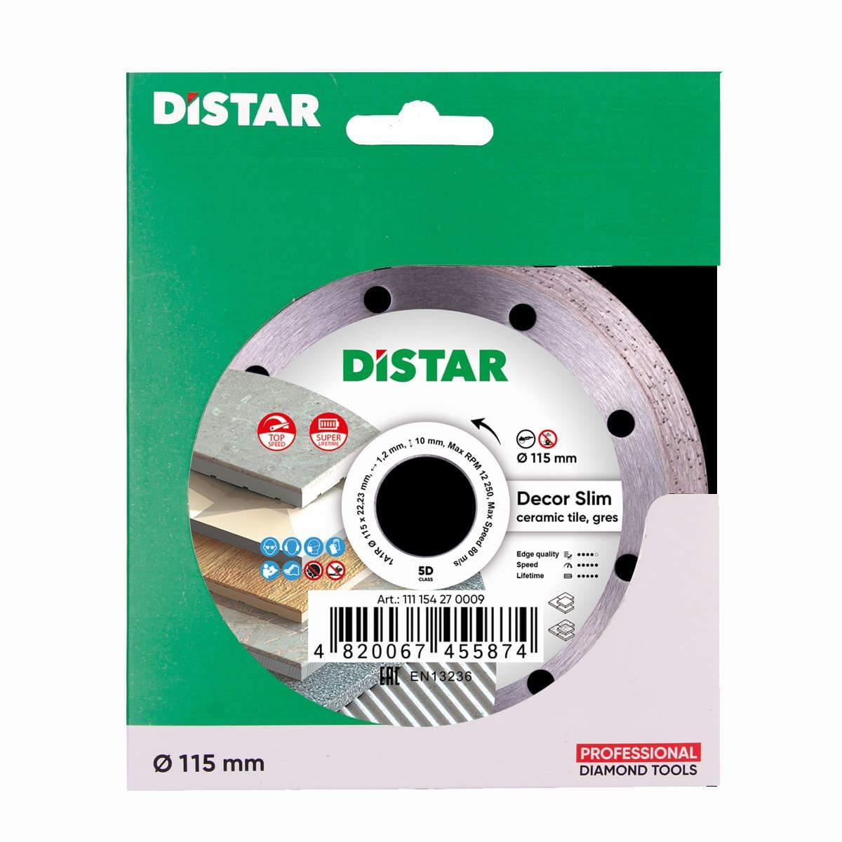 Диски алмазные DISTAR 1A1R DECOR SLIM Диск алмазный 115x1,2/1,0x8x22,23мм. 11115427009