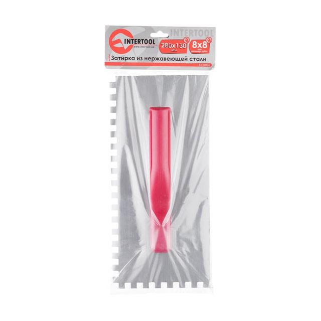 Терки, гладилки INTERTOOL Затирачка сталева оцинкована 280*130мм, 8*8мм KT-0006