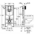 Инсталяции GROHE RAPID SL 3в1 комплект для подвесного унитаза (бачок, крепеж, кнопка хром - двойной. слив 37965000) 39503000