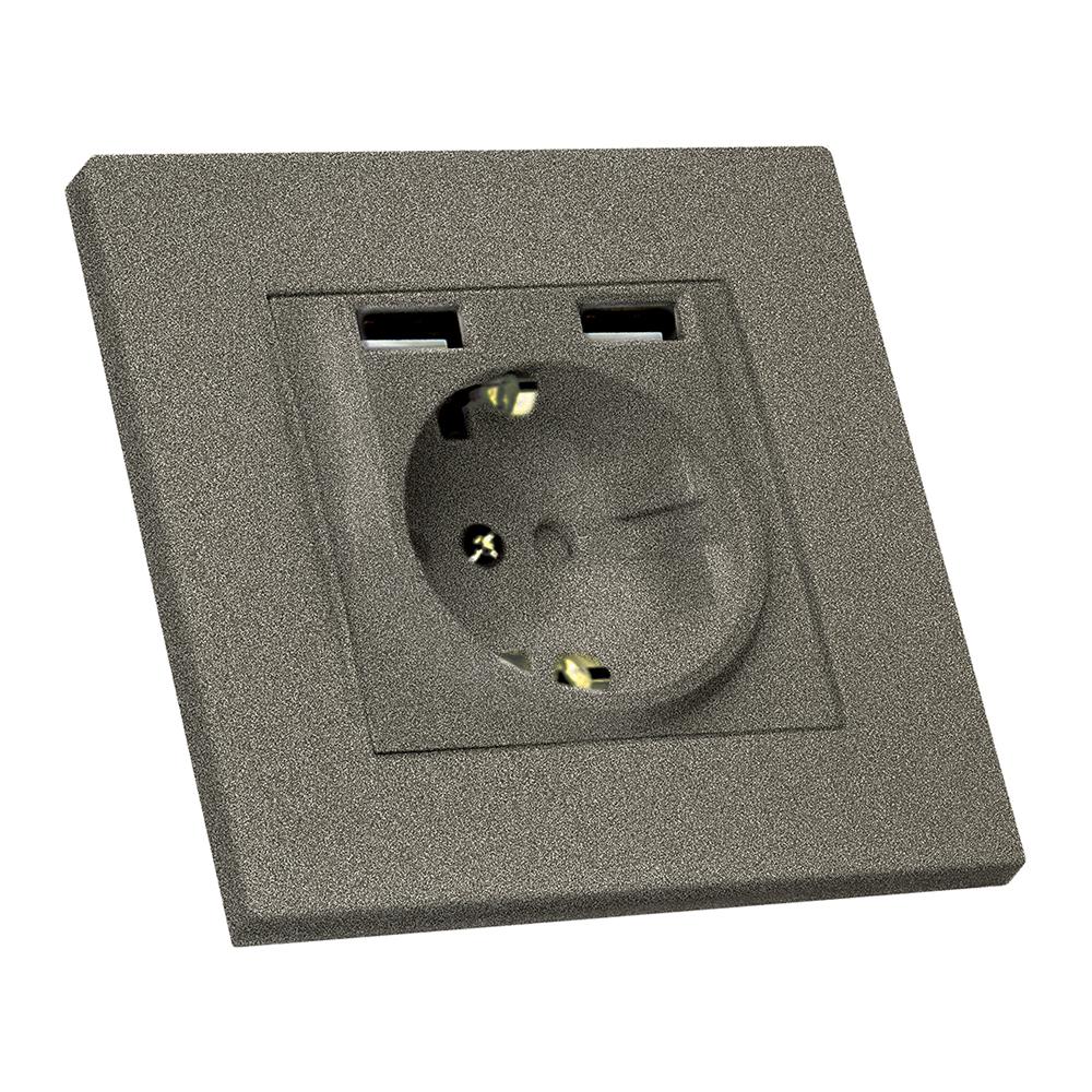 RITA (графіт) MUTLUSAN RITA Механізм розетки внутр. 1-й з/з +2* USB (графіт) 47-07-76