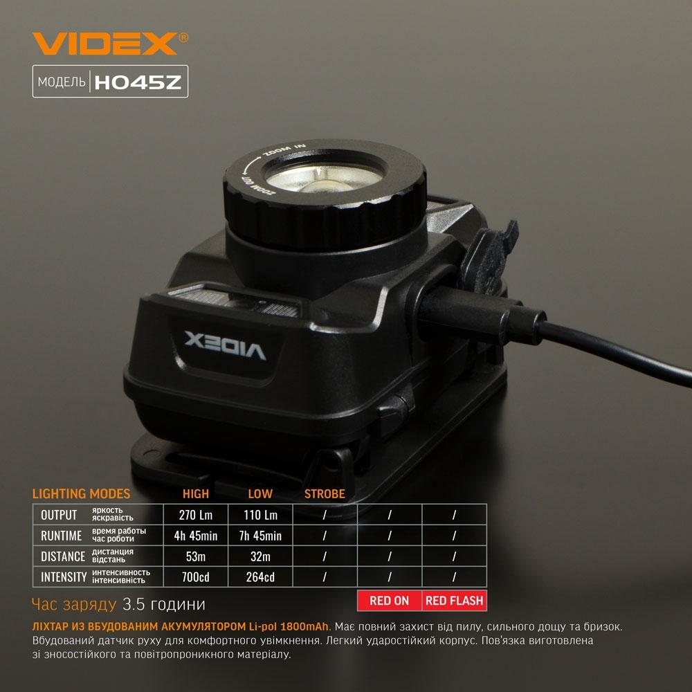 Фонари налобные VIDEX Фонарь налобный 270Lm 5000K VLF-H045Z