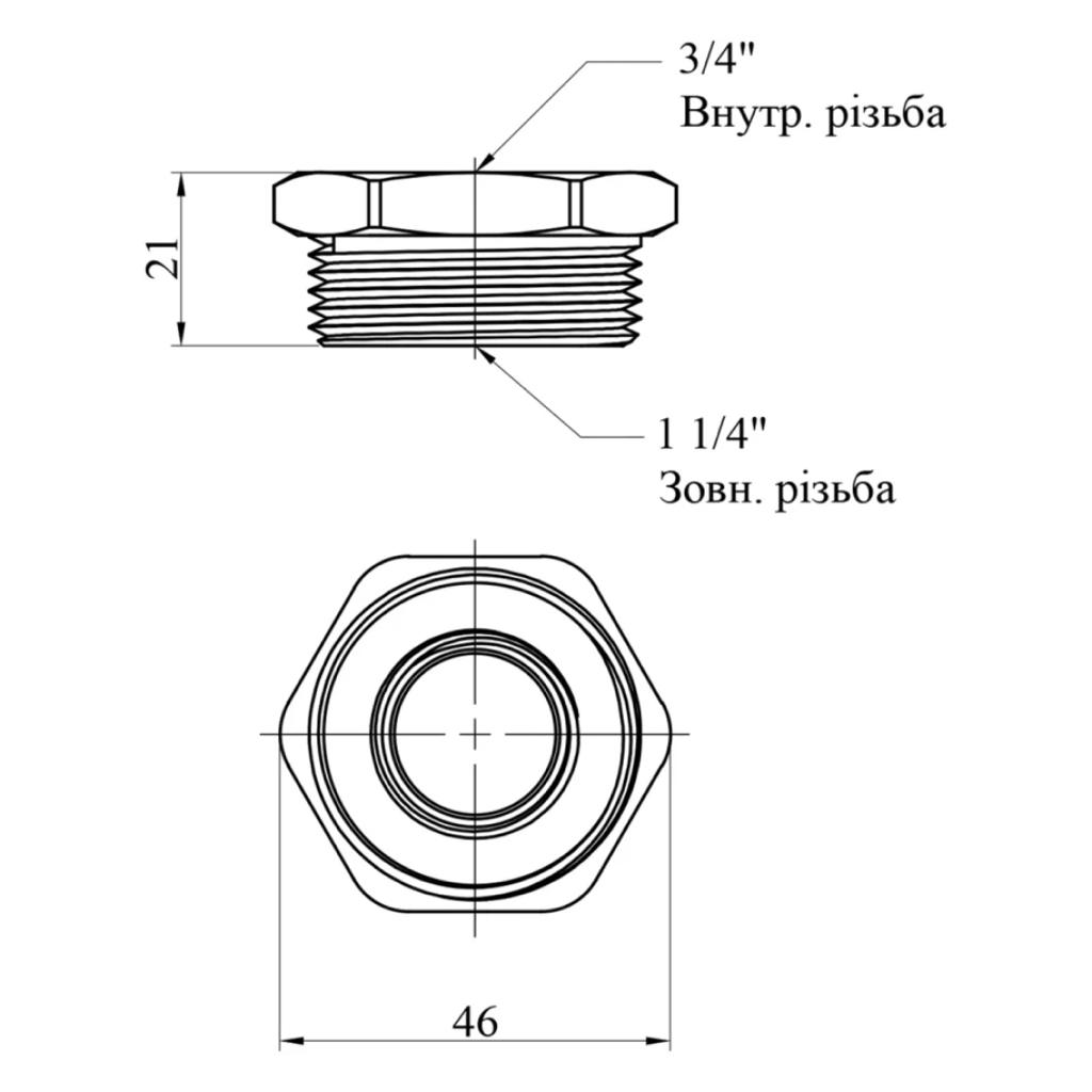Різьбові фітінги латунні LEXLINE Футорка 32(З)х20(В) (1 1/4З-3/4В) УК0711-В