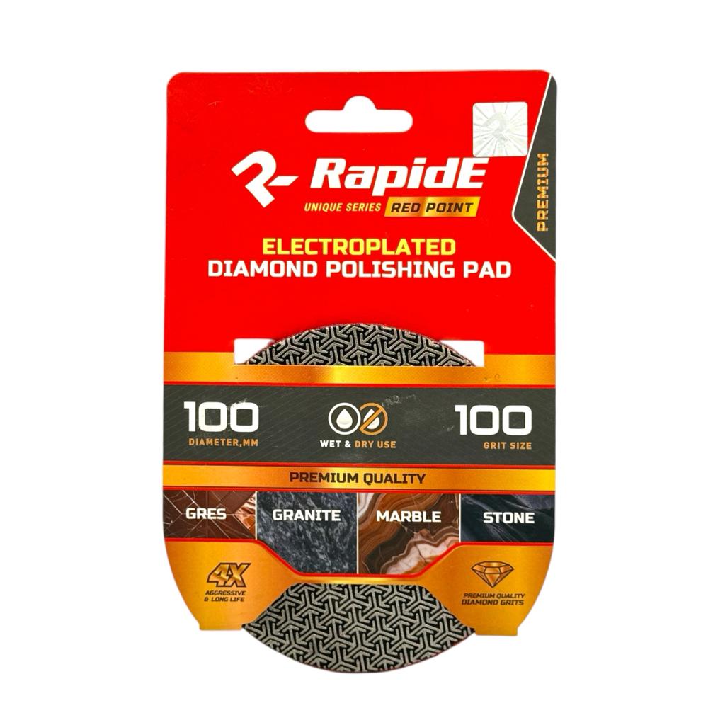 Круги шліфувальні для плитки RAPIDE Red Point Круг шліфувальний для плитки гальванічний (черепашка) Ø100мм. P100