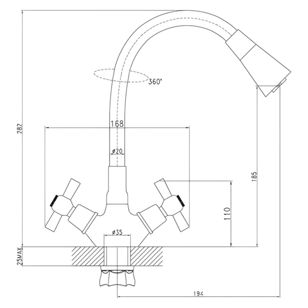 Смесители для кухни ZERIX TLT 722 Reflector Black Змішувач для кухні з силіконовим виливом ЧОРНИЙ (ZX5989)