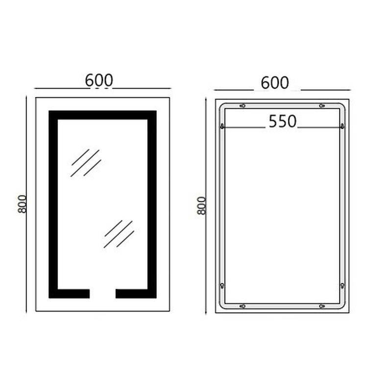  Дзеркала з підсвічуванням MIXXUS HARD MR06-60x80-CASE Дзеркало (LED Touch, Anti-fog, димер, регулюванням яскравості, годинник) (MI7157)