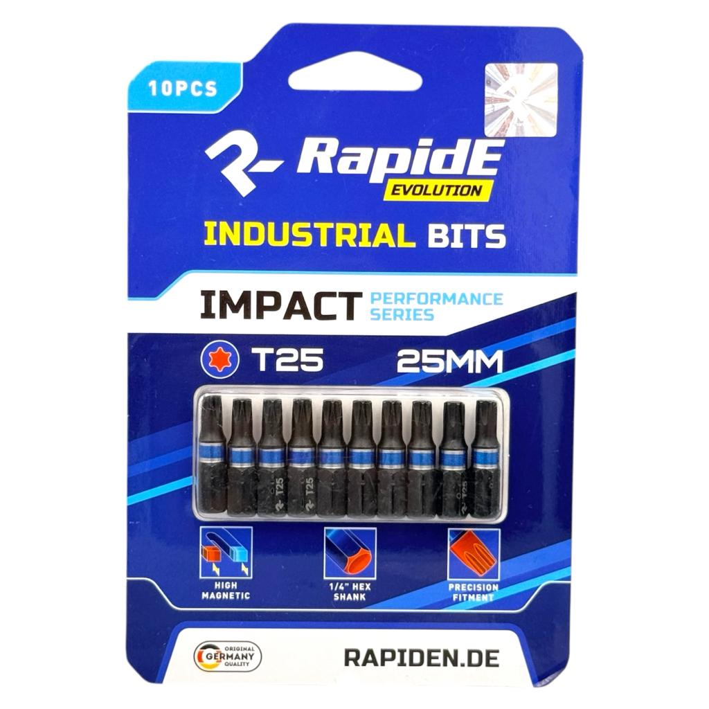 Биты и насадки для шуруповёрта RAPIDE IMPACT Біта T25 25мм. (уп./10шт.) RAHФ-00002338