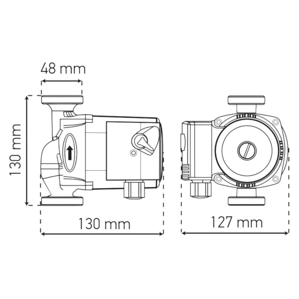ЦИРКУЛЯЦИОННЫЕ НАСОСЫ KOER KP.GRS-25/4-130 Насос циркуляційний 88Вт Hmax 4м Qmax 50л/хв Ø1 1/2 130мм