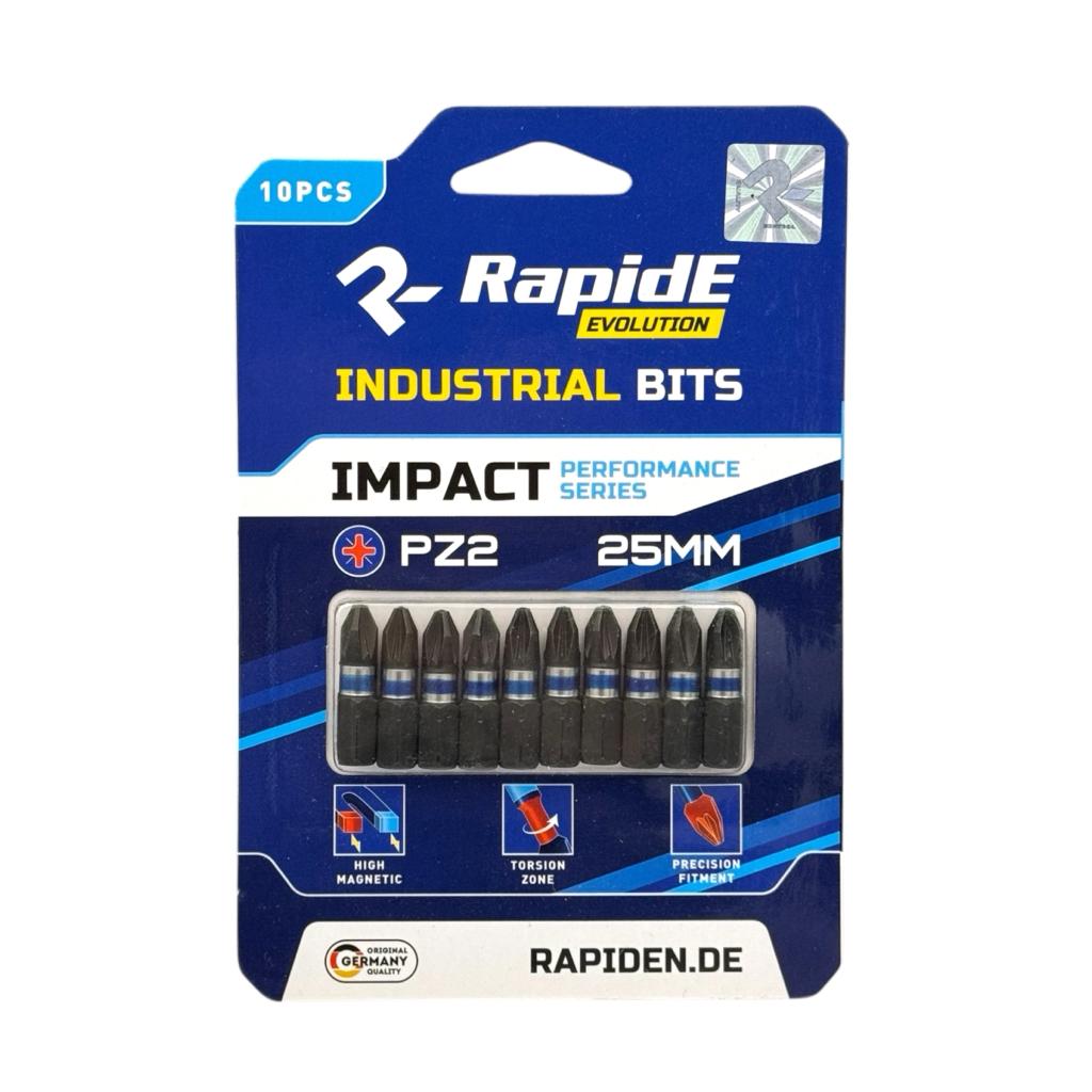 Біти та насадки для шуруповерту RAPIDE IMPACT Біта PZ2 25мм. (уп./10шт.) RAHФ-00001043