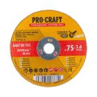 Диски отрезные по металлу PROCRAFT Диск відрізний по металу 75*1,6*10мм. (до PGA12) YCD7516