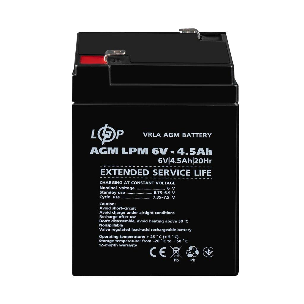 Аккумуляторы свинцово-кислотные (AGM) LogicPower Акумулятор свинцево-кислотний AGM LPM 6V/4,5Ah 3860
