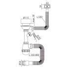 Сифоны (умывальник/мойка) MIXXUS SK-05-BL Сифон для кухні 3 1/2x40 з пластиковою сіткою, відведенням для пральної машини, гнучким прямок. переливом (MI8192)