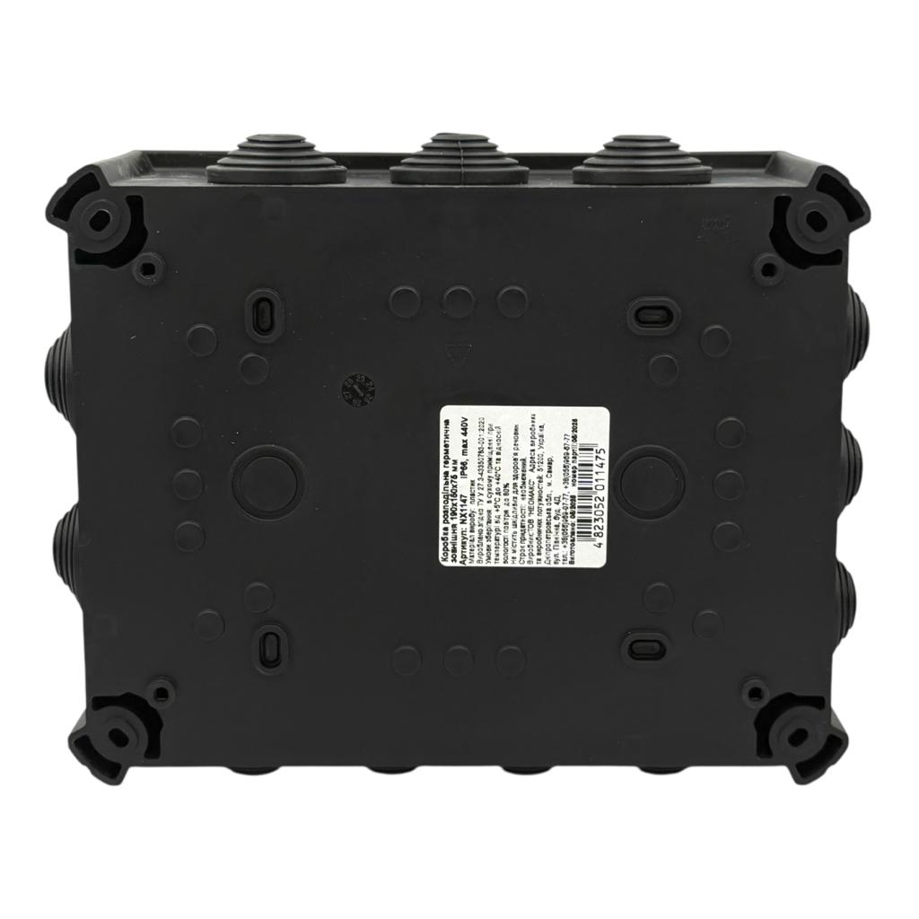 Розподільчі коробки NEOMAX Розподільна коробка зовнішня IP66 190*150*75мм. ЧОРНА (без клем) NX1147