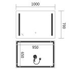  Дзеркала з підсвічуванням MIXXUS Premium LINES MR18-100x70-REVERSE Дзеркало (LED Touch, Anti-fog, димер) (MP6627)