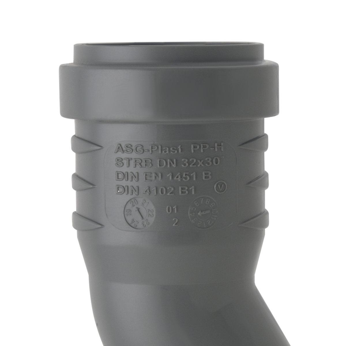 Внутренняя канализация ASG HTR Угол канализационный Ø32/30°