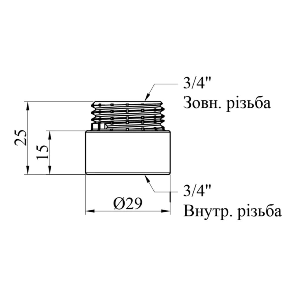 Фитинги резьбовые хромированные Chrome KARRO Удлинитель хром. 3/4 15 мм. KR3209