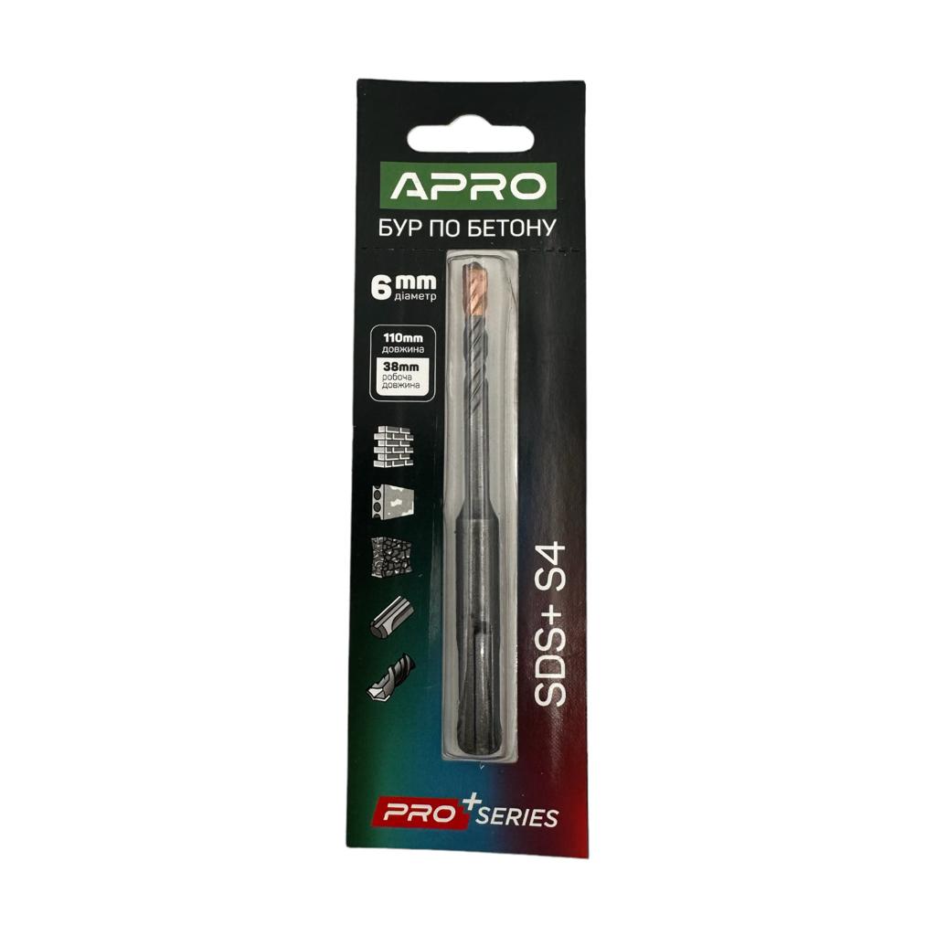 Буры APRO PRO SERIES Бур по бетону SDS PLUS S4 Ø6x110мм 815142