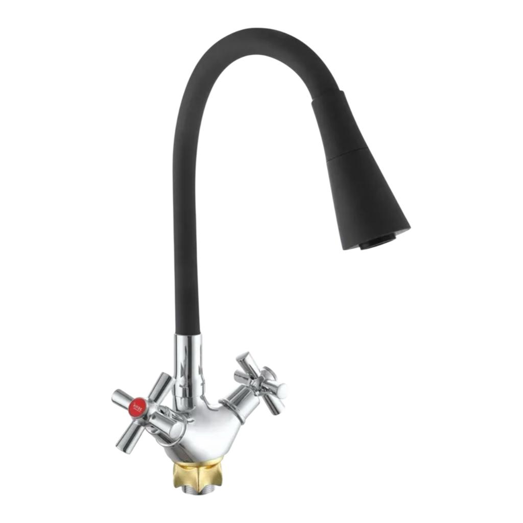 Смесители для кухни ZERIX TLT 722 Reflector Black Змішувач для кухні з силіконовим виливом ЧОРНИЙ (ZX5989)