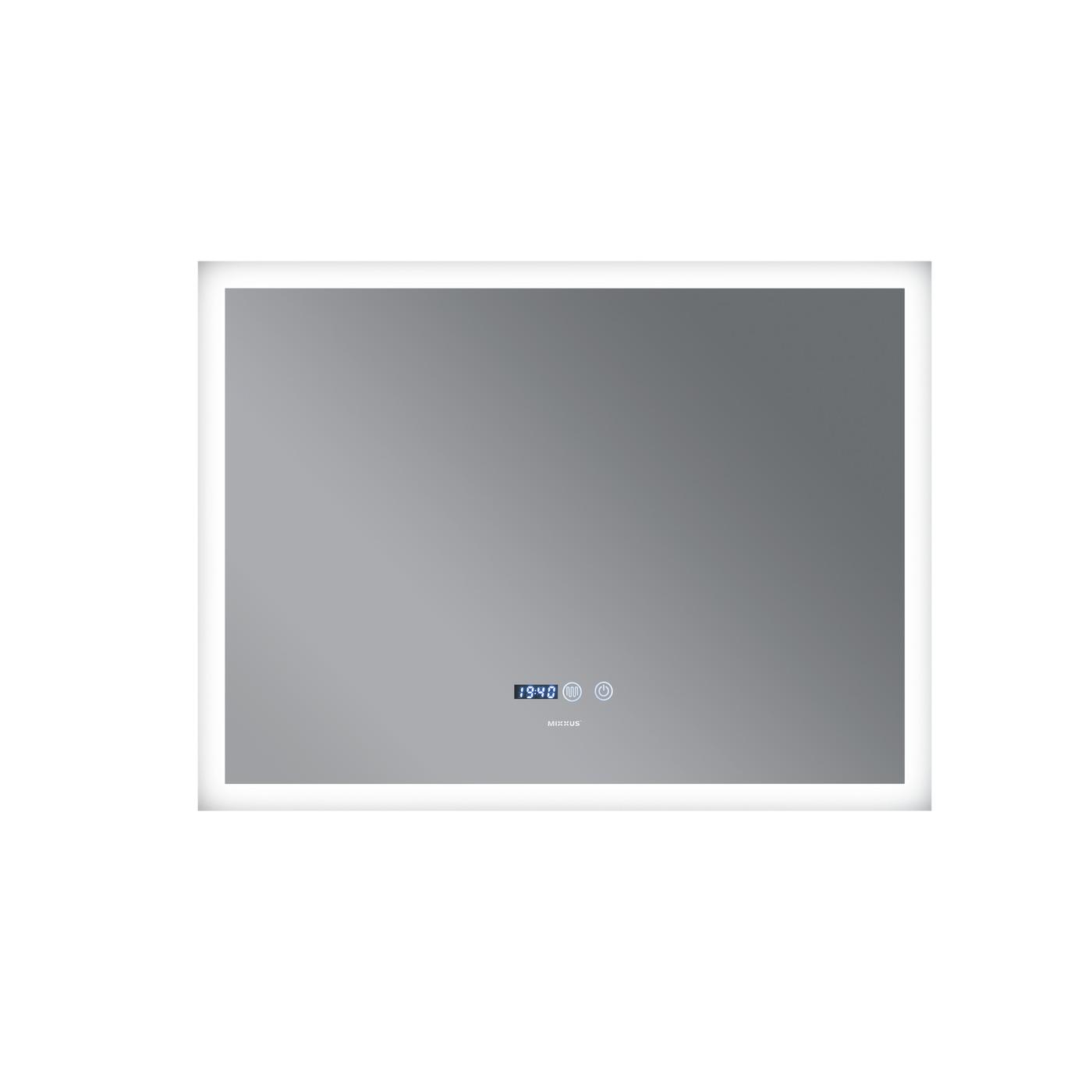 Зеркала с подсветкой MIXXUS FLAT MR04-80x60 Дзеркало (LED Touch, Anti-fog, димер, регулювання яскравості, годинник) (MI6928)