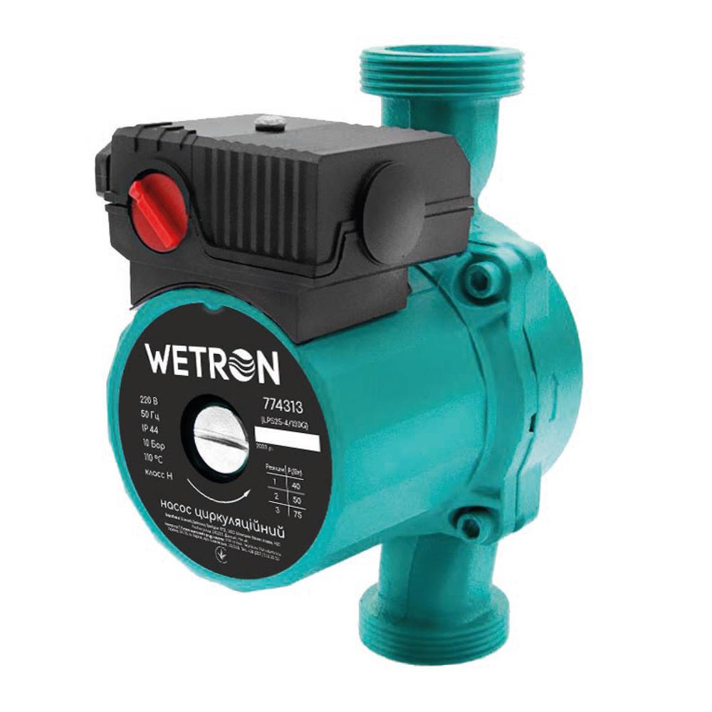 ЦИРКУЛЯЦІЙНІ НАСОСИ WETRON Насос циркуляційний 100Вт Hmax 6м Qmax 50л/хв Ø1½ 130мм зел + гайки Ø1 LPS25-6/130G 774333