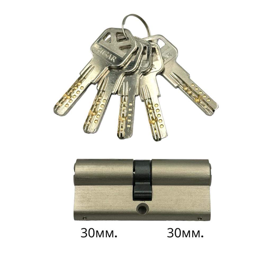Циліндри HISAR Циліндр ключ-ключ 30*30 (нікель) BC-60(30*30)