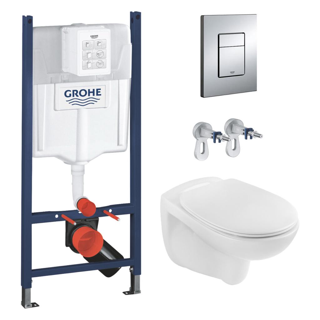 Инсталяции GROHE Solido 3 в 1 3884966Q Інсталяція +  Унітаз безобідковий Kroner Oker WHI533536 RIMLESS з сидінням Slim Duroplast / Soft-close / Quick relase KO533536WHIR (3884966KO533536)