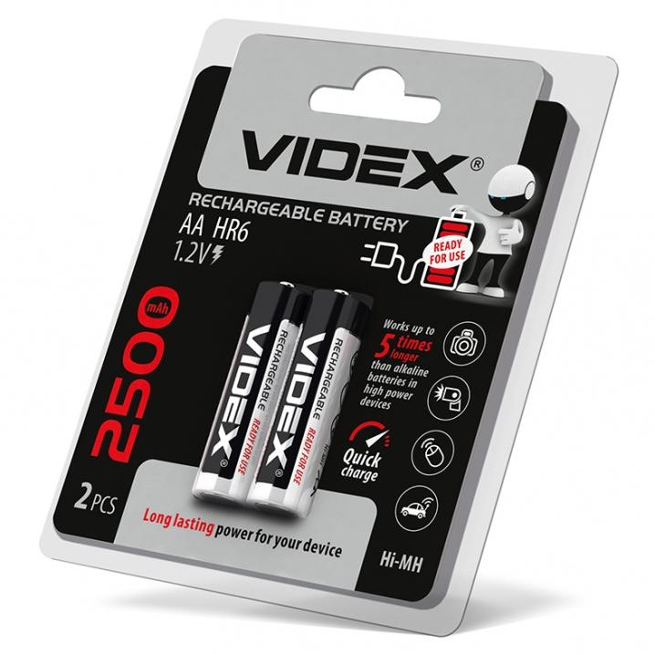 Батарейки акумуляторні VIDEX Акумулятор AA 1,2V 2500mA HR-6