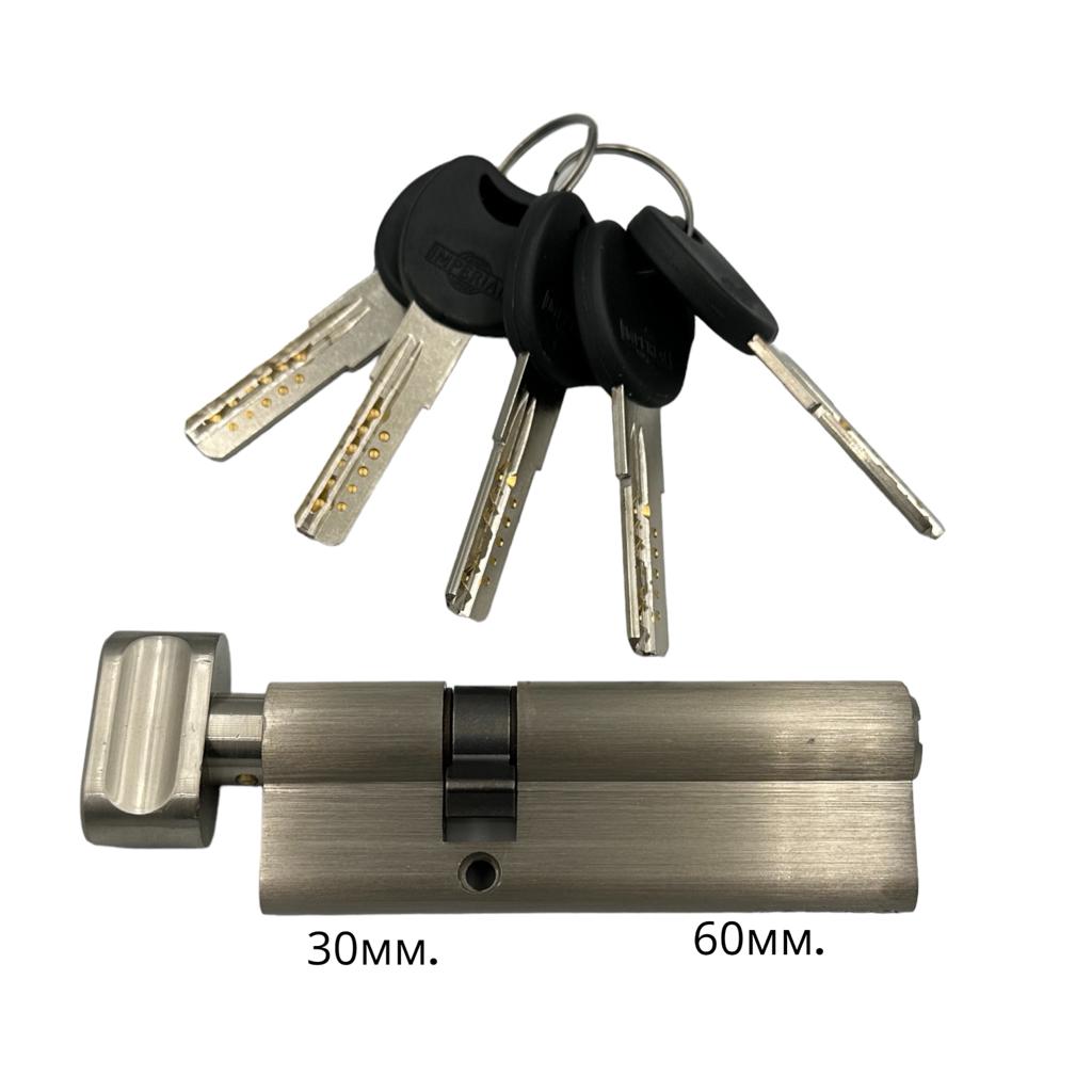 Цилиндры IMPERIAL Цилиндр ключ-тумблер 30*60 (никель) ZCK 90 30/60 SN