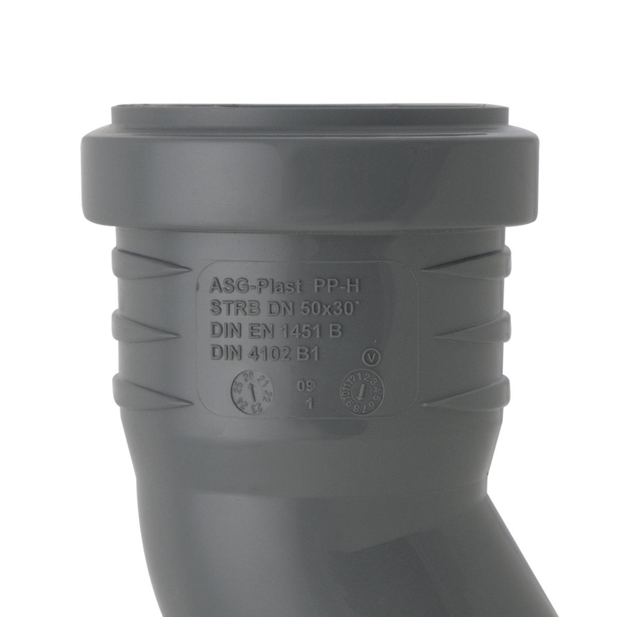 Внутренняя канализация ASG HTR Угол канализационный Ø50/30°