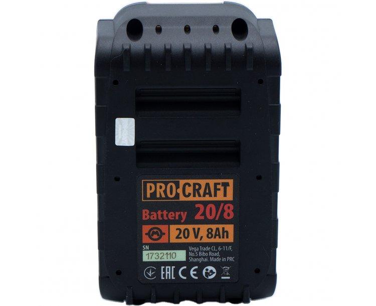 Аккум. батареи и ЗУ PROCRAFT Аккумуляторная батарея 20В, 8Аh Battery20/8