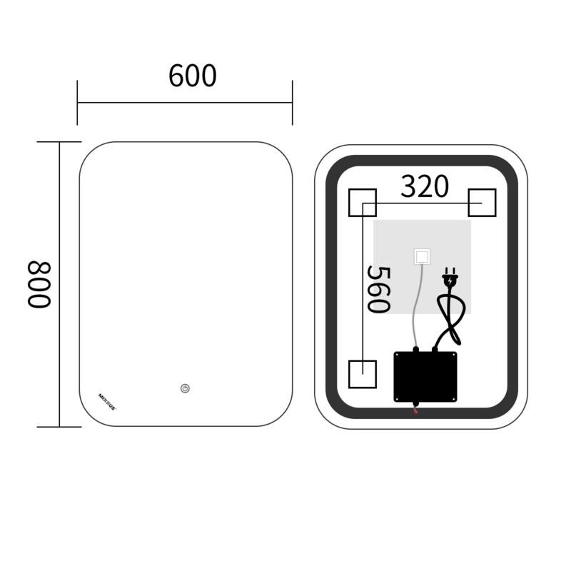  Дзеркала з підсвічуванням MIXXUS Premium DIVERSE MR15-80x60-REVERSE Дзеркало (LED Touch, Anti-fog, димер (3-6,5kK)) (MP6638)