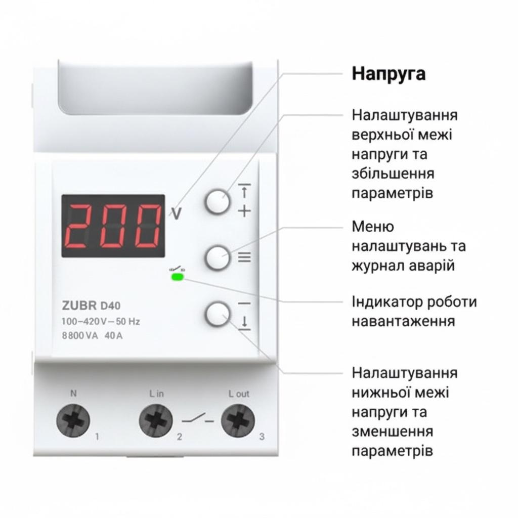 Реле напряжения ZUBR Реле напруги 16A D16