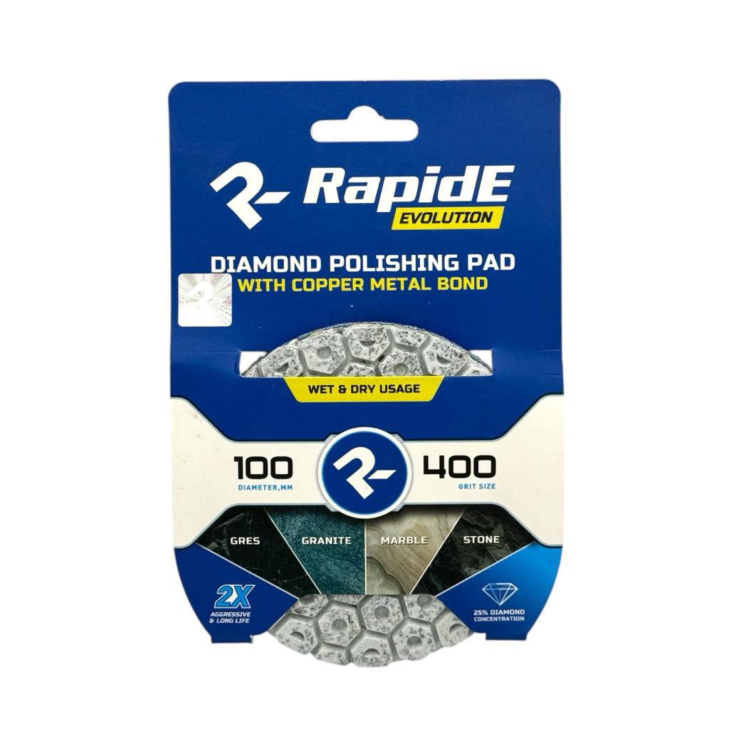 Круги шліфувальні для плитки RAPIDE Evolution Круг шліфувальний для плитки металізований (черепашка) Ø100мм. P400