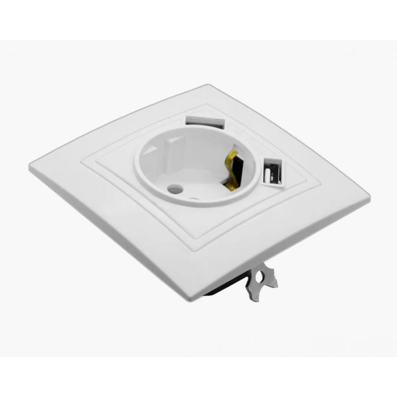 ELEGANT MARSHEL ELEGANT Розетка внутр. 1-я з/з (белая)+2*USB RS16-372